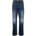Jeans droits de créateur Armani Exchange bleu indigo en coton mélangé délavés W33 L34 pour homme en promo 