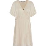 Robes courtes de créateur Armani Exchange blanc crème en chiffon à manches courtes à col en V pour femme 