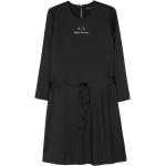 Robes évasées de créateur Armani Exchange noires métalliques à manches longues à col rond pour femme 