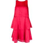 Robes de soirée courtes de créateur Armani Exchange rouge coquelicot en viscose à volants sans manches à col rond pour femme 