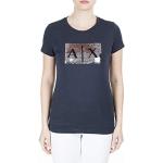 T-shirts de créateur Armani Exchange bleus en coton à paillettes à manches courtes à manches courtes Taille M look fashion pour femme 