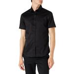 Chemises de créateur Armani Exchange noires en coton à manches courtes stretch à manches courtes Taille S look casual pour homme 