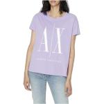 T-shirts à imprimés d'automne de créateur Armani Exchange lilas lavable en machine à manches courtes à col rond Taille XS pour femme 