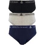 Armata di mare Lot de 3 slips pour homme, en coton élastique, avec élastique extérieur à vue et inscription blanche et gris, bleu - Multicolore - XXL