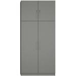 Armoire de rangement 2 tringles penderie 4 portes largeur 100 cm coloris gris graphite mat