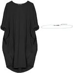 Robes d'été noires à manches longues à col rond Taille 3 XL look casual pour femme en promo 