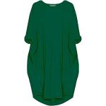 Robes d'été vertes midi à manches longues à col rond Taille L plus size look casual pour femme en promo 