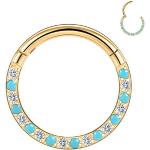 Piercings anneau turquoise en acier chirurgical look fashion pour femme 