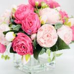 Centres de table rose bonbon à fleurs en verre à motif fleurs 