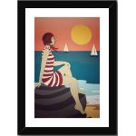 Art Déco Sunset Beach Art Print - A4 Édition Limitée Affiche De Voyage Vintage 1920 Impression D'illustration Non Encadrée.