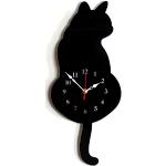 Horloges murales noires en aluminium à motif chats modernes 