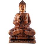 Statuettes en bois marron chocolat en bois massif à motif Bouddha de 80 cm 