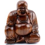 Statuettes en bois marron chocolat en bois massif à motif Bouddha de 11 cm 