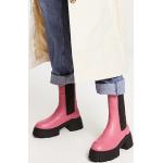 Bottines Asos Design roses en cuir en cuir à talons chunky à bouts ronds Pointure 38 pour femme en promo 