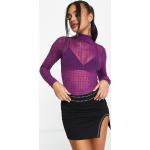 Body Asos Design violets en tulle à clous à manches longues Taille XXS pour femme en promo 