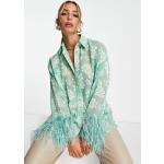 Chemises Asos Design vertes à fleurs en cuir à motif fleurs col italien à manches longues Taille XXS look casual pour femme en promo 