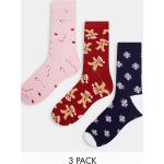 Chaussettes pour fêtes de Noël Asos Design multicolores à motifs en lot de 3 Tailles uniques pour femme 