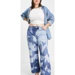 Jeans taille basse Asos Design bleus à motif tie-dye en coton mélangé plus size look casual pour femme en promo 