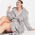 Peignoirs en polaire Asos Design gris en polaire Taille XXL plus size pour femme en promo 