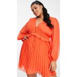 Robes plissées Asos Design orange plus size classiques pour femme en promo 