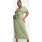 Robes crayon Asos Design vertes en viscose mi-longues à manches courtes à col en V Taille 3 XL plus size look utility pour femme en promo 