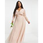 Robes de demoiselle d'honneur Asos Design roses à manches longues à manches longues à col en V Taille XL plus size classiques pour femme en promo 