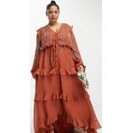 Robes fleuries Asos Design marron à fleurs à perles Taille XXL plus size classiques pour femme 