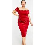 Robes en velours Asos Design rouges en velours mi-longues Taille 3 XL plus size pour femme en promo 