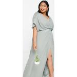 Robes col bénitier Asos Design vertes en satin à manches courtes à col bénitier Taille XL plus size classiques pour femme en promo 