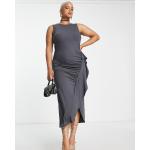 Robes Asos Design grises à volants sans manches longues sans manches Taille 3 XL plus size look casual pour femme en promo 