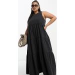 Robes en jean Asos Design noires à volants mi-longues sans manches Taille XL plus size look casual pour femme en promo 