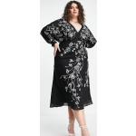 Robes mi-longues Asos Design noires à fleurs avec broderie mi-longues à col en V Taille XL plus size classiques pour femme en promo 