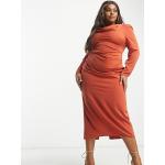 Robes moulantes Asos Design marron mi-longues à col bénitier Taille XL plus size pour femme en promo 