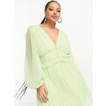 Robes plissées Asos Design vert pomme à pois métalliques plus size classiques pour femme en promo 