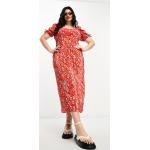Robes plissées Asos Design rouges à fleurs à motif marguerites mi-longues Taille 3 XL plus size pour femme en promo 