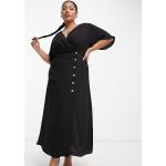 Robes cache-coeur Asos Design noires mi-longues à manches courtes Taille XXL plus size look utility pour femme en promo 