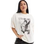 ASOS DESIGN Curve - T-shirt oversize avec imprimé Lana Del Rey sous licence - Crème-Blanc