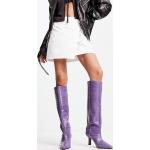 Bottes Asos Design violettes en cuir en cuir à talons carrés à bouts pointus Pointure 38 pour femme en promo 