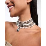 Colliers pour fêtes de Noël Asos Design argentés en acier à perles 