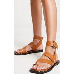 Sandales plates Asos Design marron en cuir à clous Pointure 37 pour femme en promo 