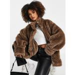 Manteaux teddy bear Asos Design marron en viscose à motif moutons à col montant Taille XXS look casual pour femme en promo 