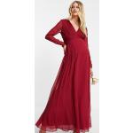 Robes de grossesse longues de demoiselle d'honneur Asos Asos Maternity rouges à manches longues à col en V Taille S classiques pour femme en promo 