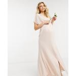 Robes de grossesse longues Asos Asos Maternity roses à manches courtes à col bénitier Taille L pour femme en promo 