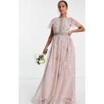 Robes longues fleuries Asos Design roses à fleurs à perles longues à col rond Taille XL petite classiques pour femme 