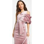 Robes en velours Asos Design roses en velours mi-longues à épaules dénudées petite pour femme en promo 