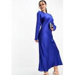 Robes longues Asos Design bleues en satin à manches longues longues à manches longues Taille XL petite classiques pour femme 