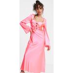 Robes Asos Design roses en satin à manches longues mi-longues à manches longues petite classiques pour femme en promo 