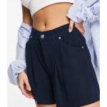 Shorts taille haute Asos Design bleu marine en viscose classiques pour femme en promo 