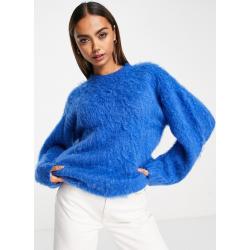 ASOS DESIGN - Pull oversize en maille de laine brossée - Bleu de cobalt