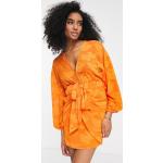 Robes fleuries de soirée Asos Design orange à fleurs à motif fleurs à manches longues Taille S classiques pour femme en promo 